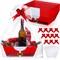 12 Pack 12x10x4 Christmas Gift Baskets Empty Bulk, Includes 12 Cardboard Baskets with Handles, 12 Plastic Bags and 12 Bows, Cardboard Tray Large Gift Baskets Kit for Holiday(Santa)